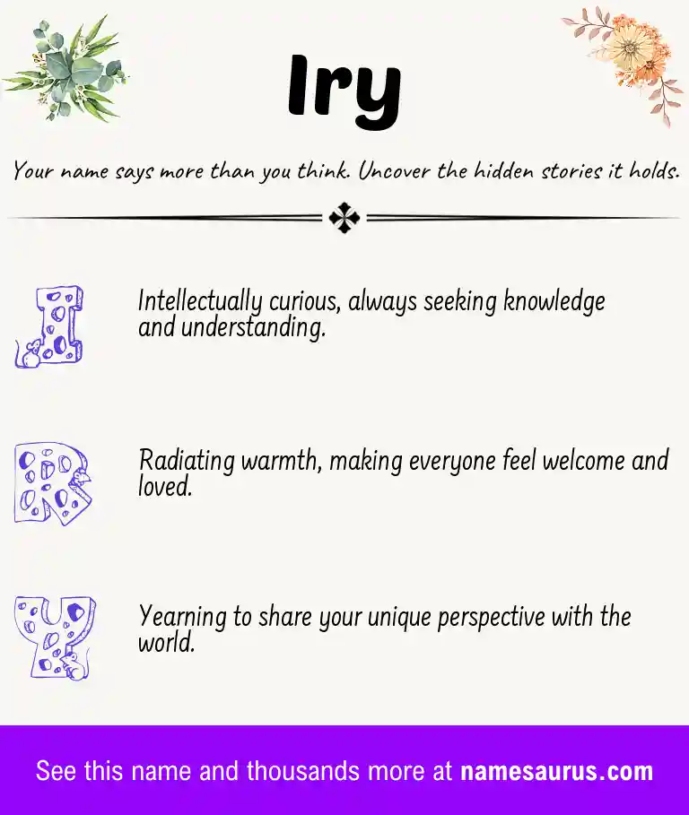 Acrostic poem about Iry.