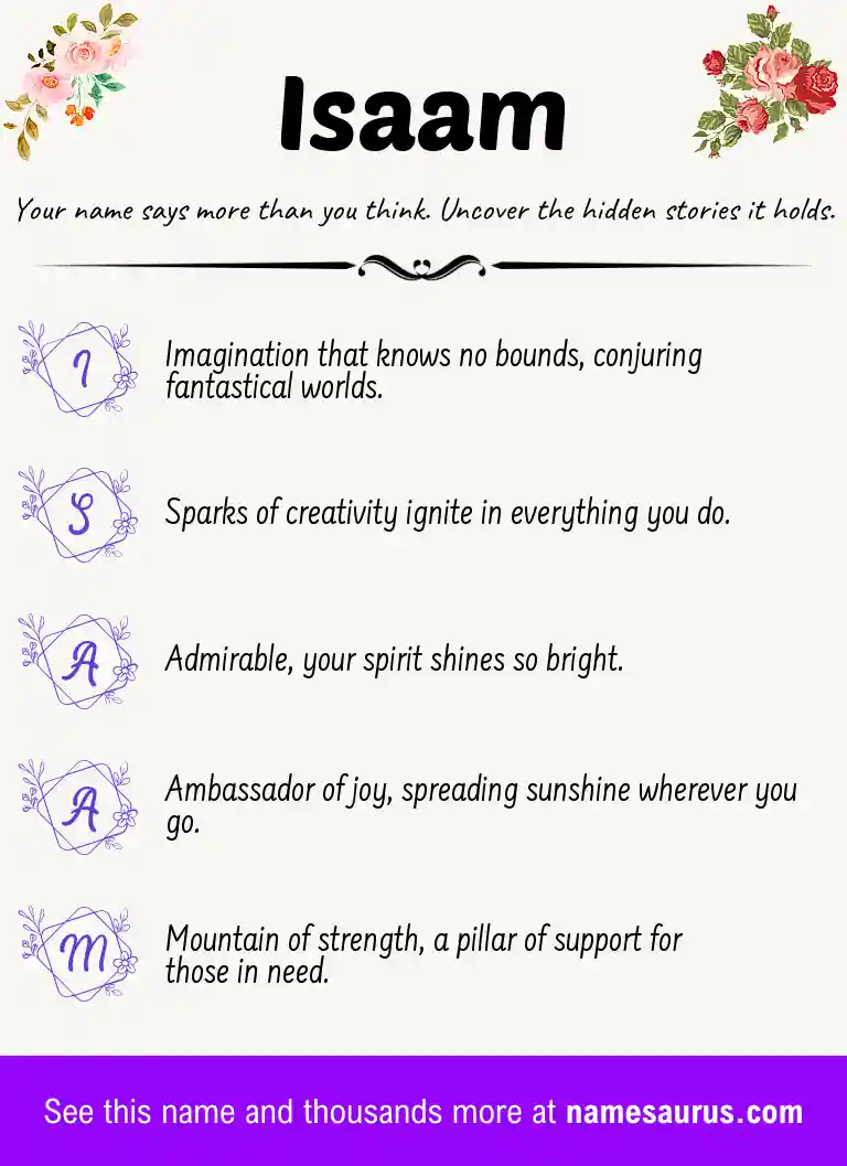 Acrostic poem about Isaam.