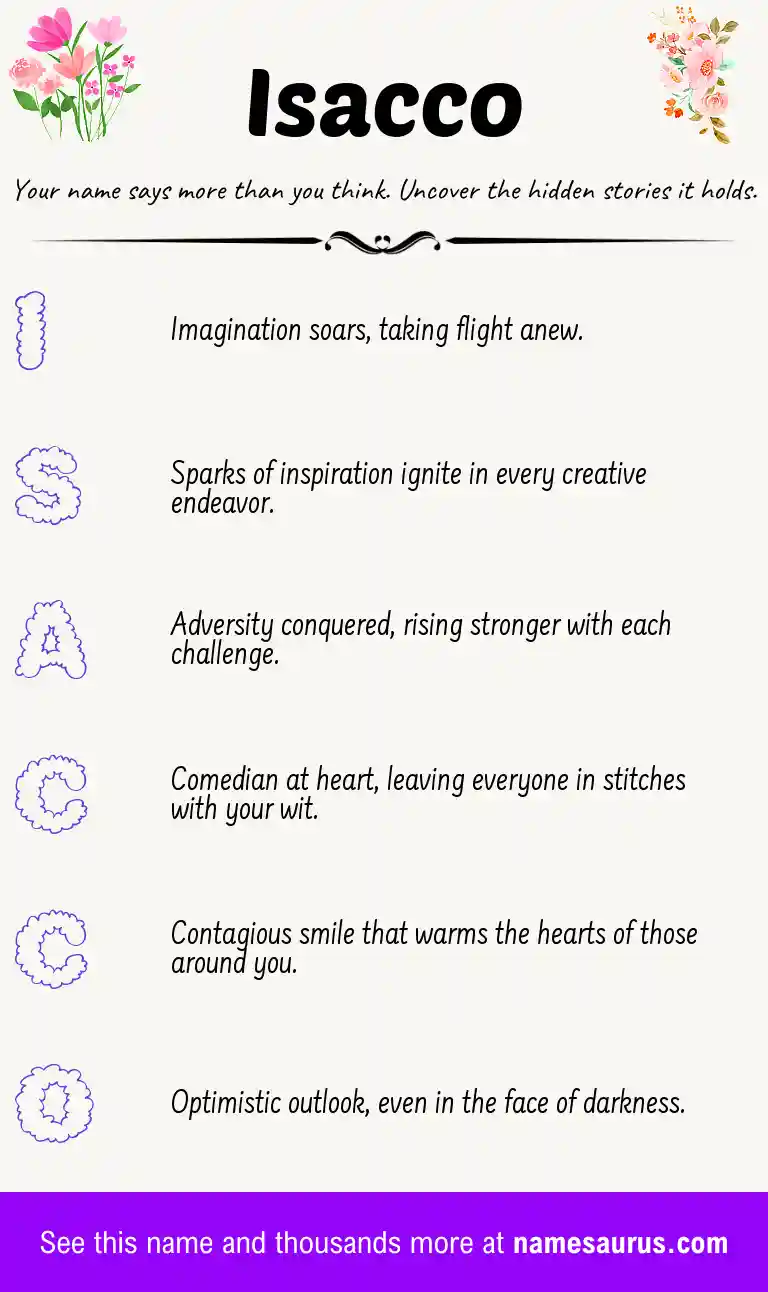 Acrostic poem about Isacco.