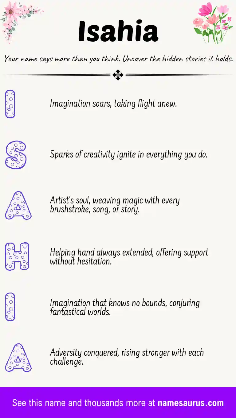 Acrostic poem about Isahia.