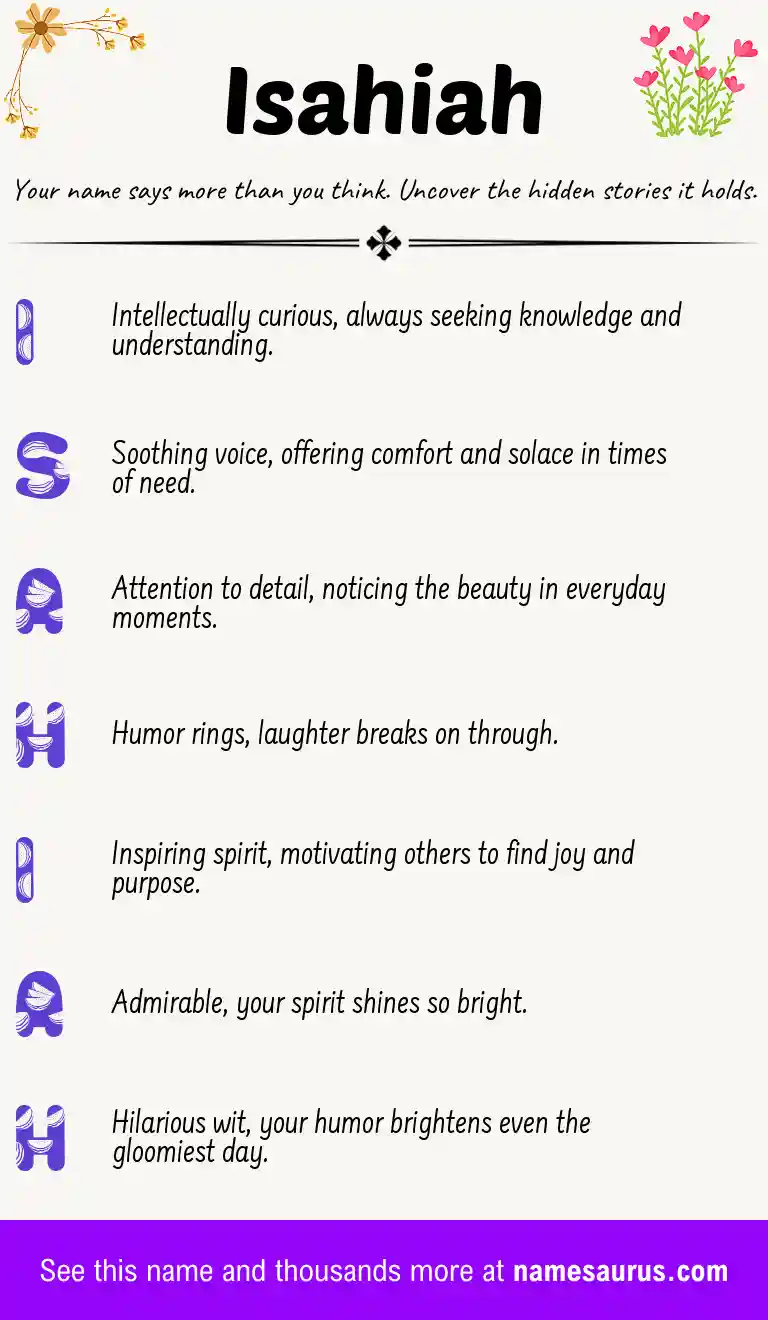 Acrostic poem about Isahiah.