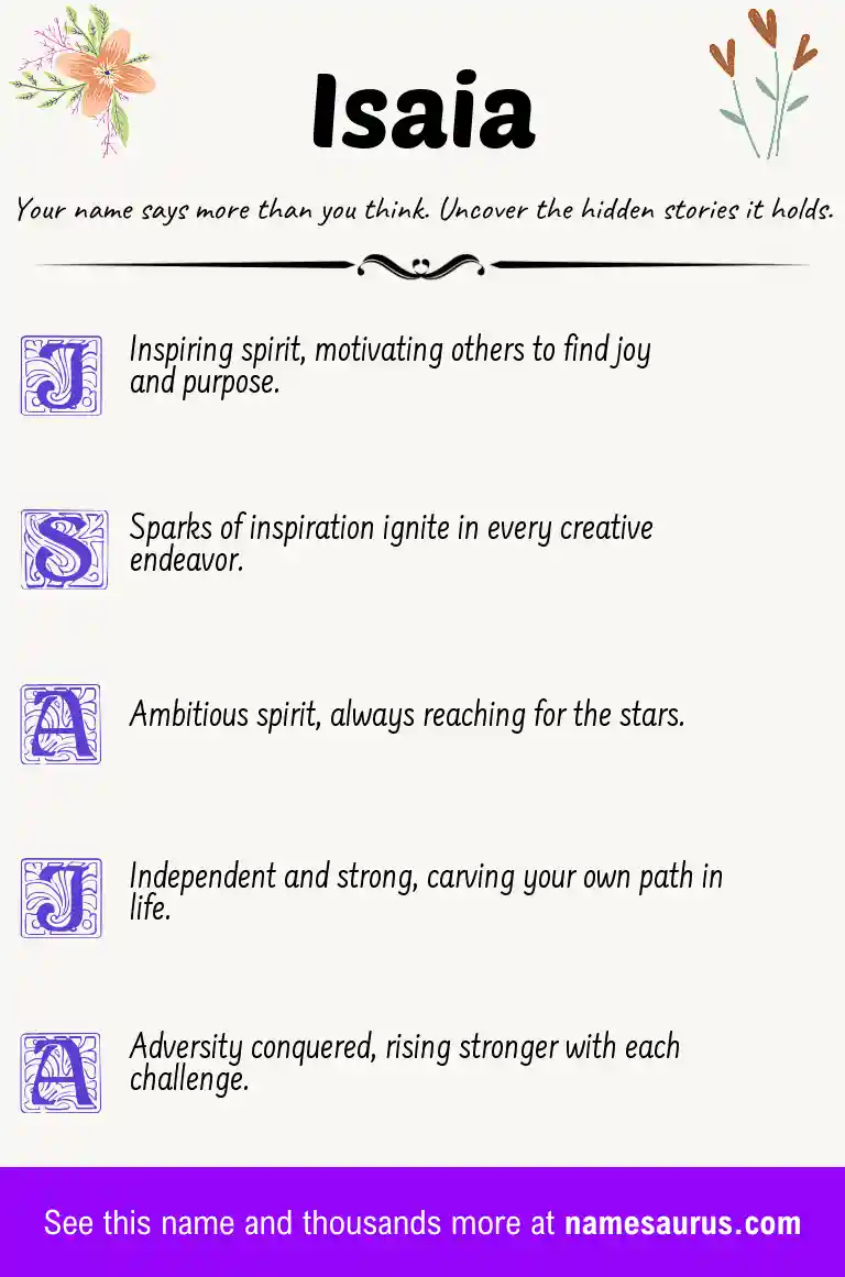 Acrostic poem about Isaia.
