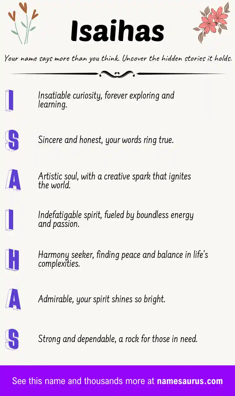 Acrostic poem about Isaihas.