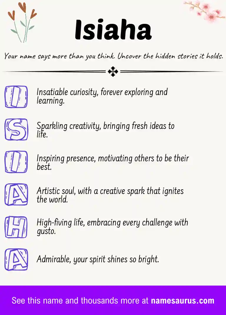 Acrostic poem about Isiaha.