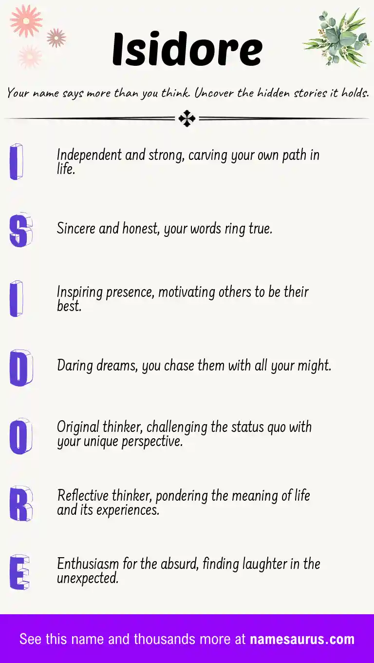Acrostic poem about Isidore.