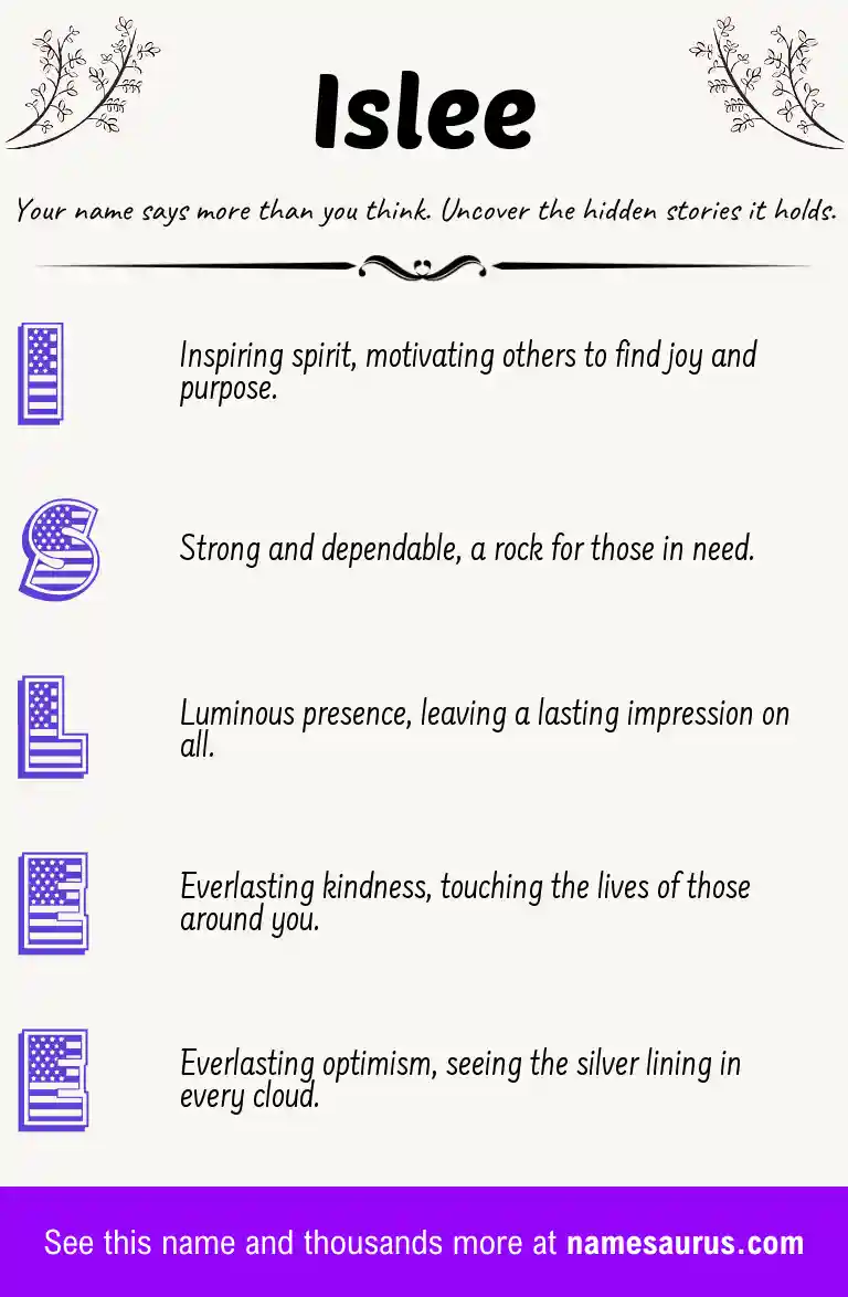 Acrostic poem about Islee.