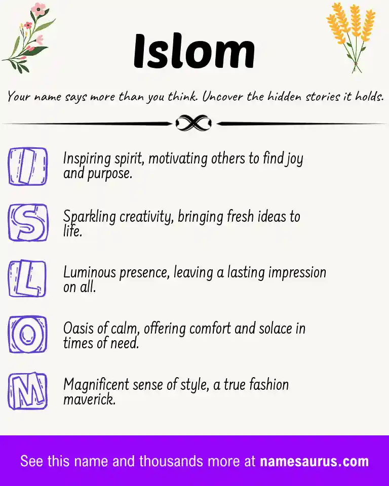Acrostic poem about Islom.