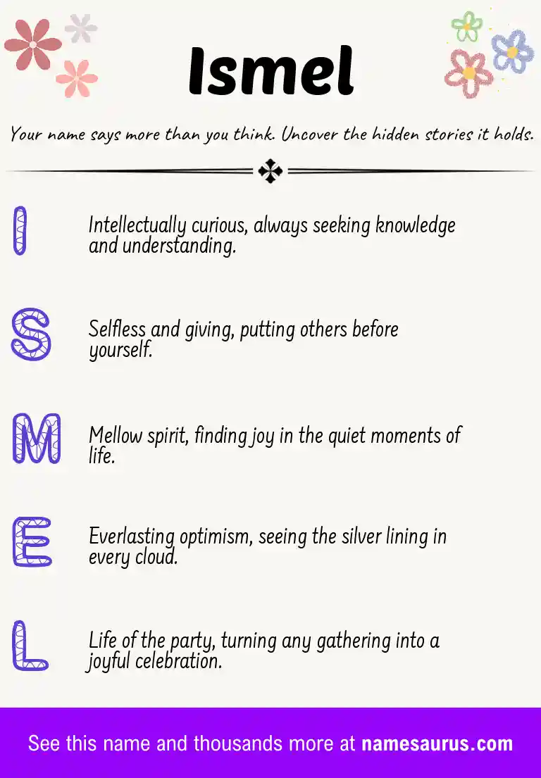 Acrostic poem about Ismel.