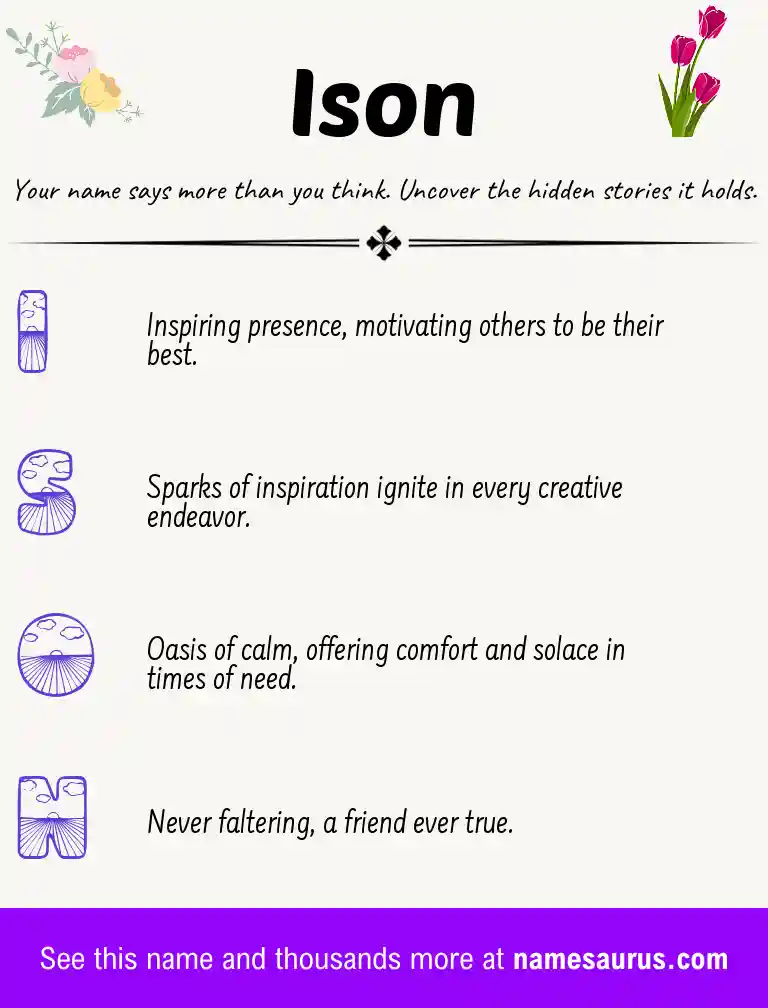 Acrostic poem about Ison.
