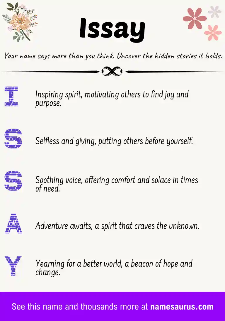 Acrostic poem about Issay.