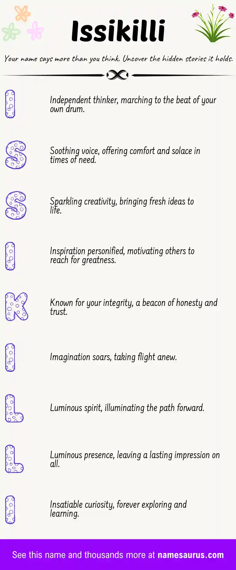 Acrostic poem about Issikilli.