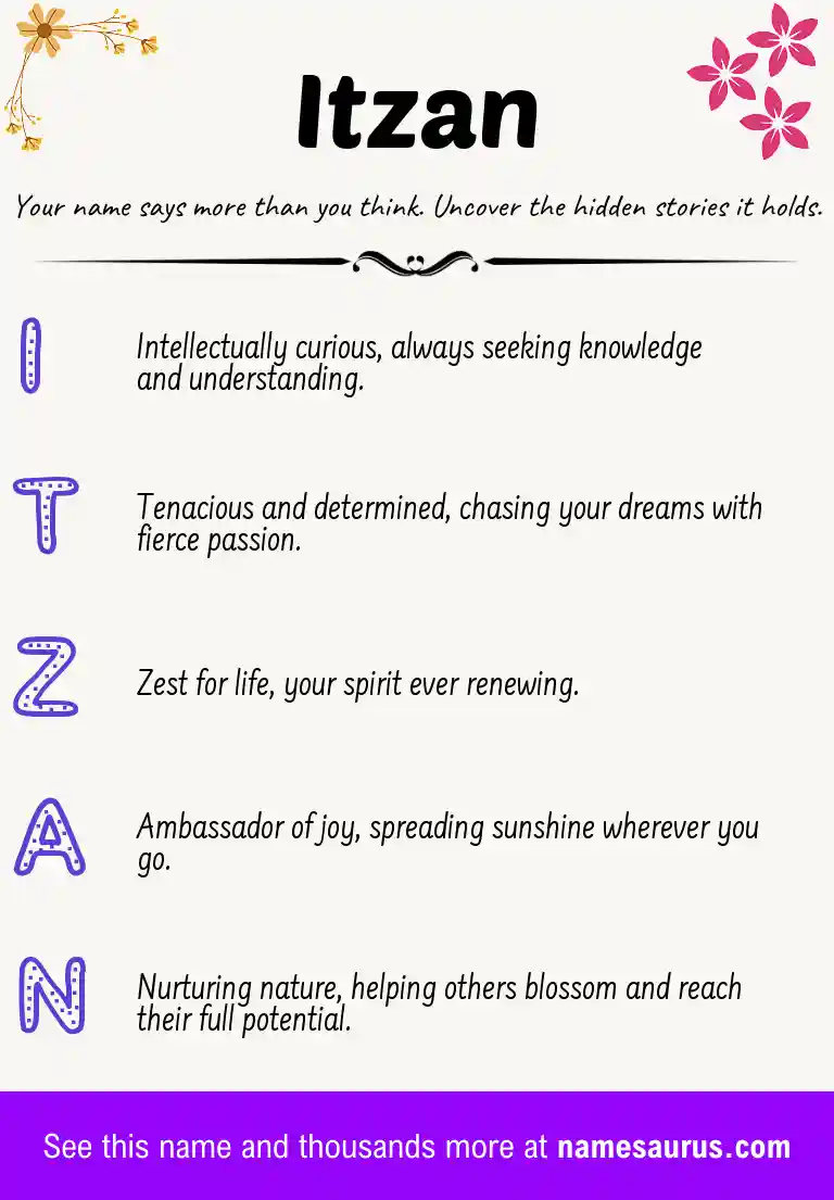 Acrostic poem about Itzan.