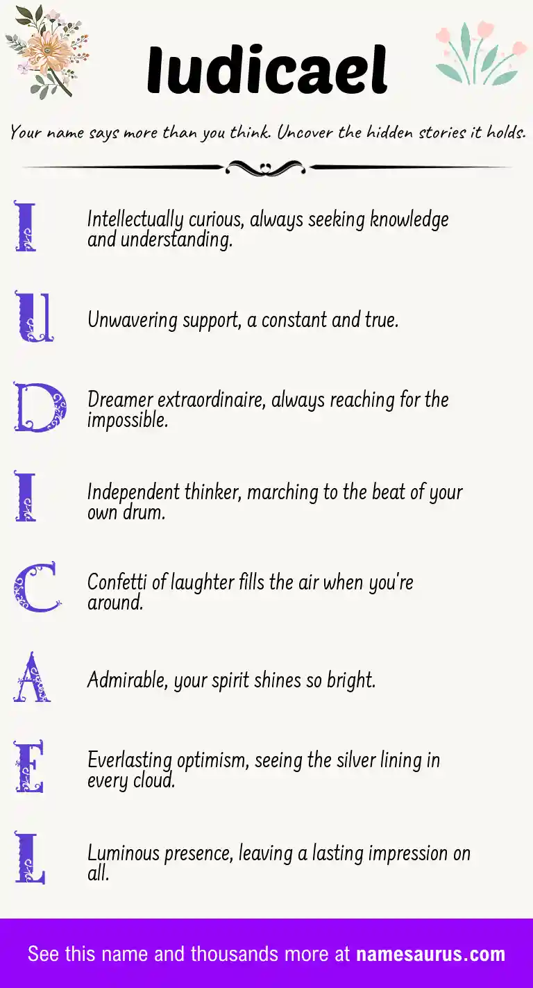 Acrostic poem about Iudicael.