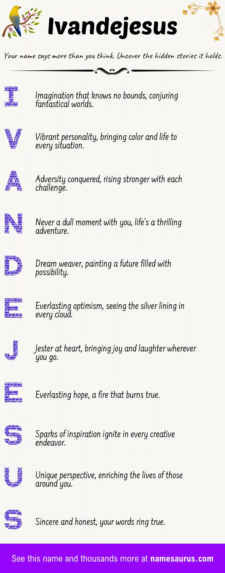 Acrostic poem about Ivandejesus.
