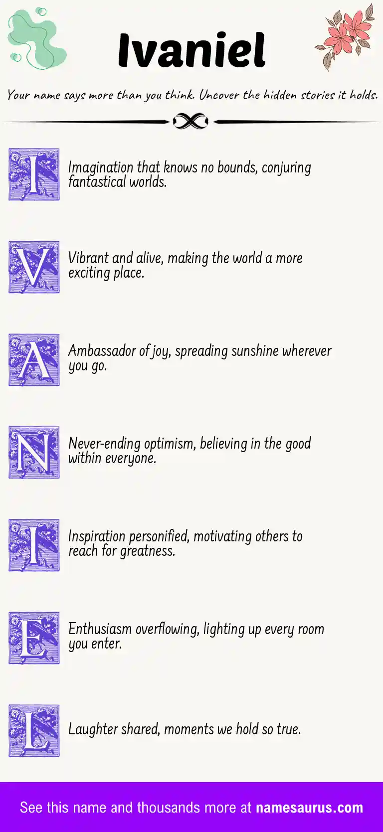 Acrostic poem about Ivaniel.