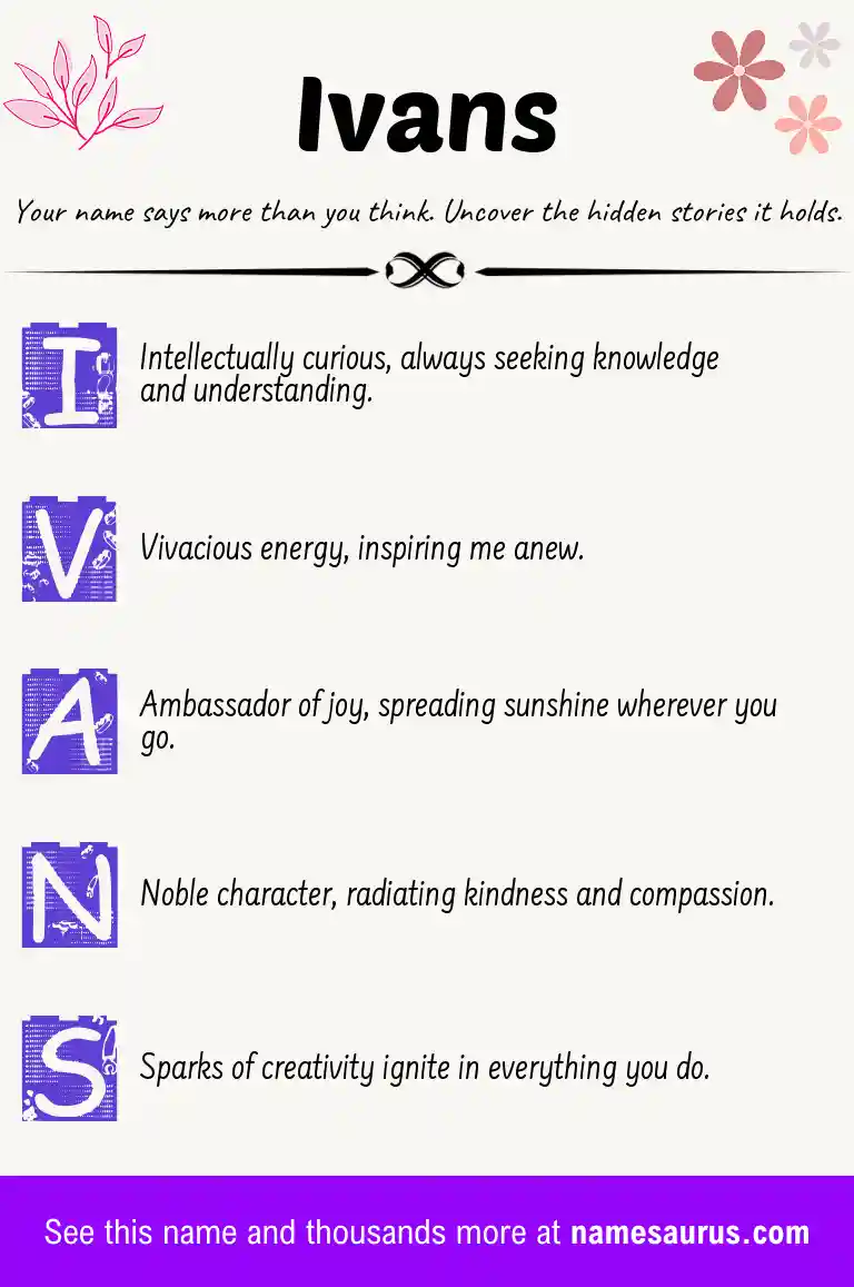 Acrostic poem about Ivans.