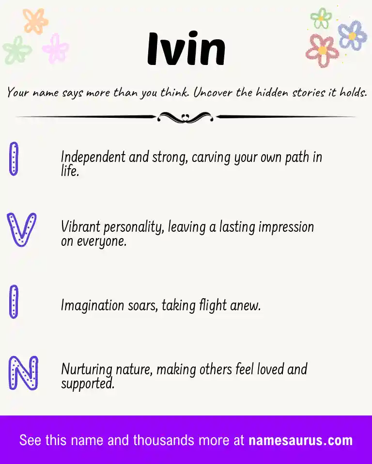 Acrostic poem about Ivin.