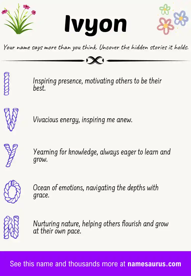 Acrostic poem about Ivyon.