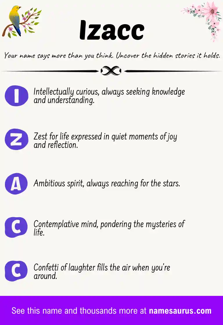 Acrostic poem about Izacc.