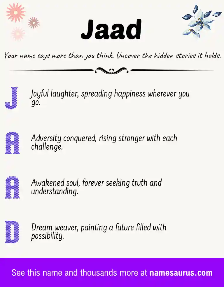 Acrostic poem about Jaad.