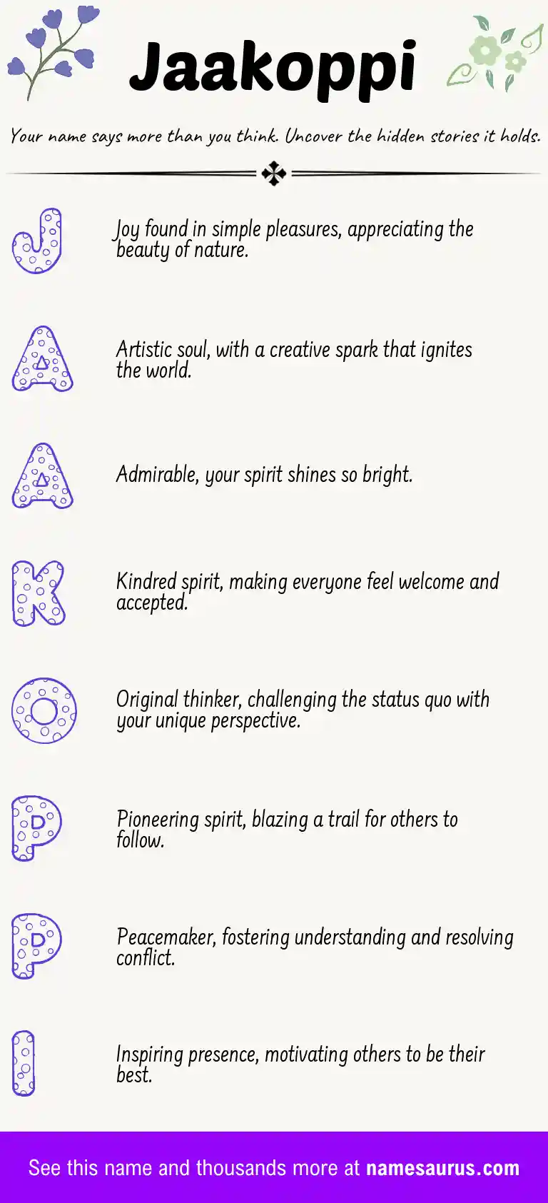 Acrostic poem about Jaakoppi.