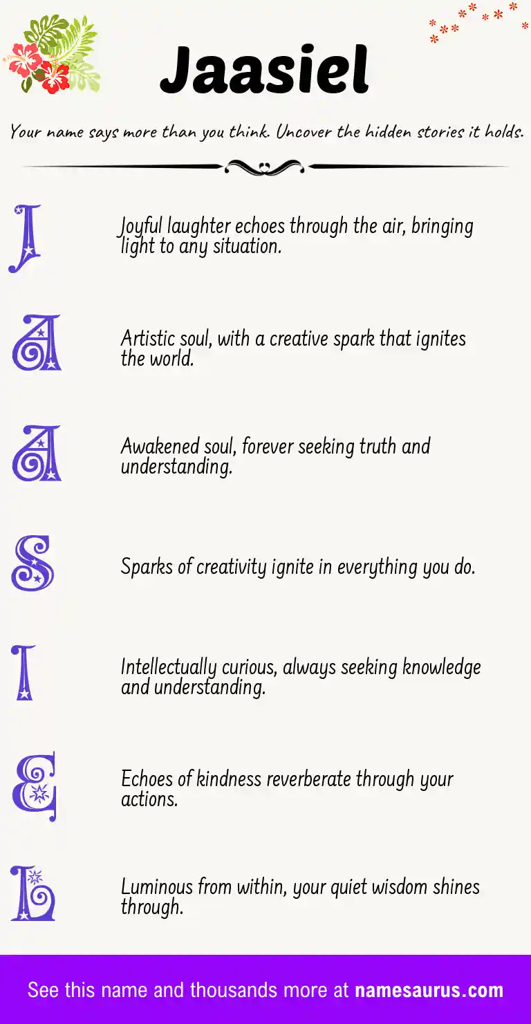 Acrostic poem about Jaasiel.