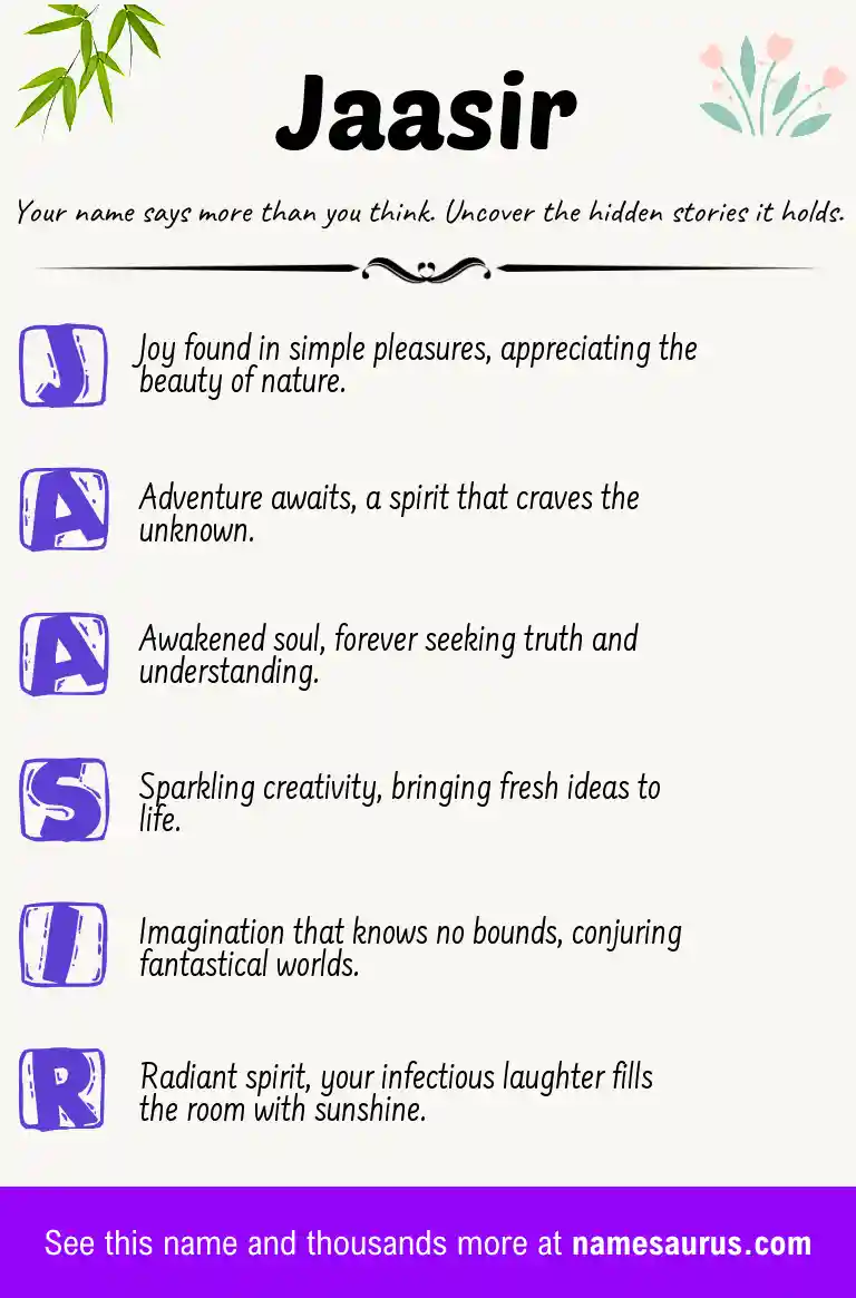 Acrostic poem about Jaasir.