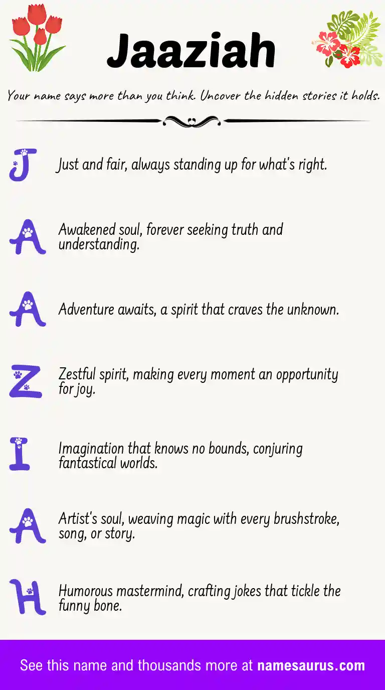 Acrostic poem about Jaaziah.