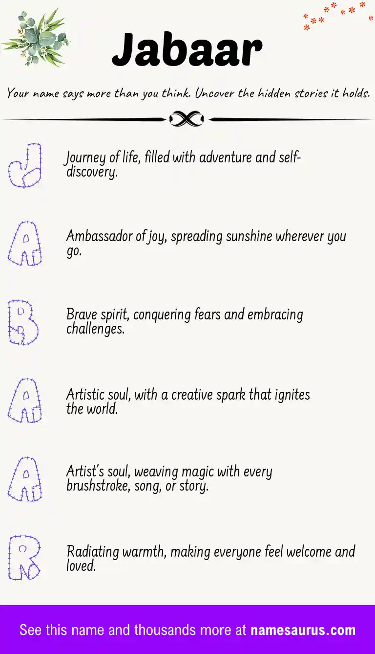 Acrostic poem about Jabaar.