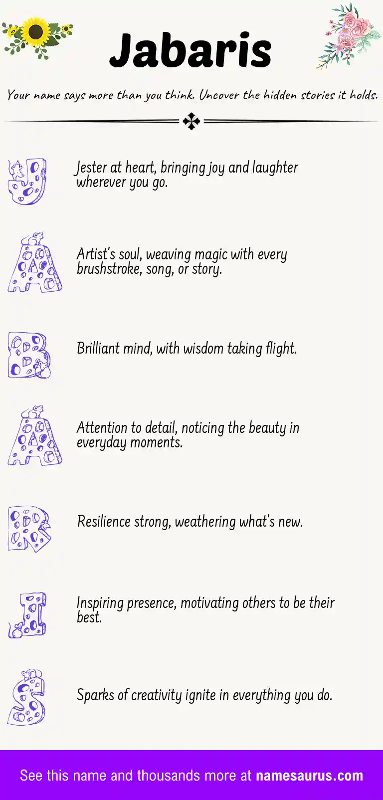Acrostic poem about Jabaris.