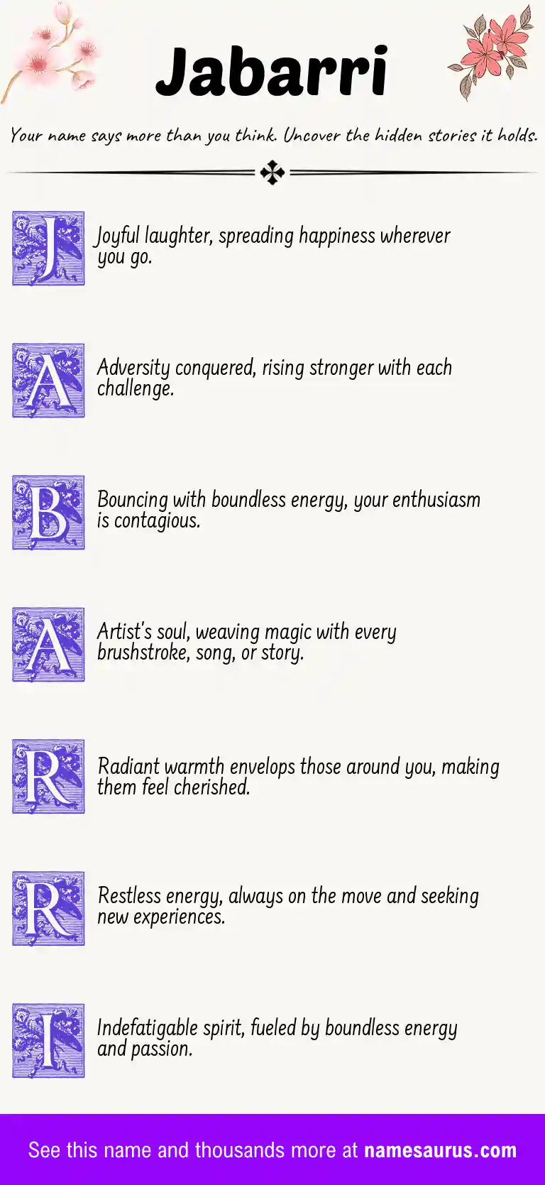 Acrostic poem about Jabarri.