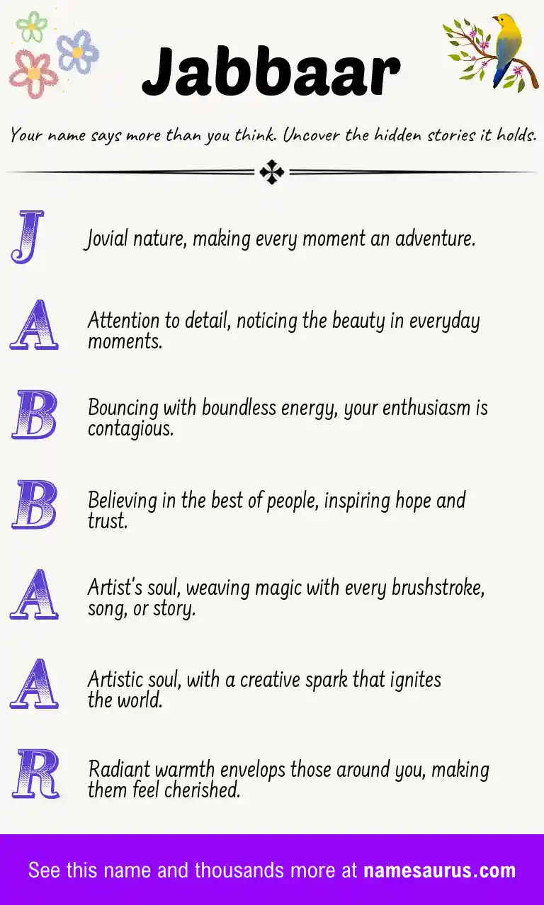 Acrostic poem about Jabbaar.