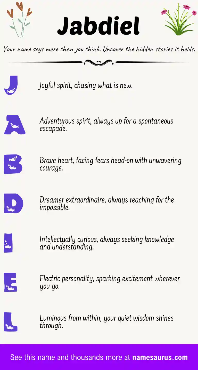 Acrostic poem about Jabdiel.