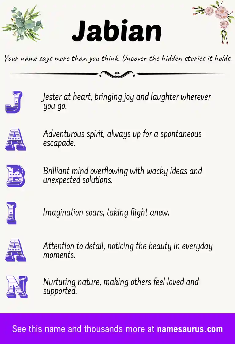 Acrostic poem about Jabian.