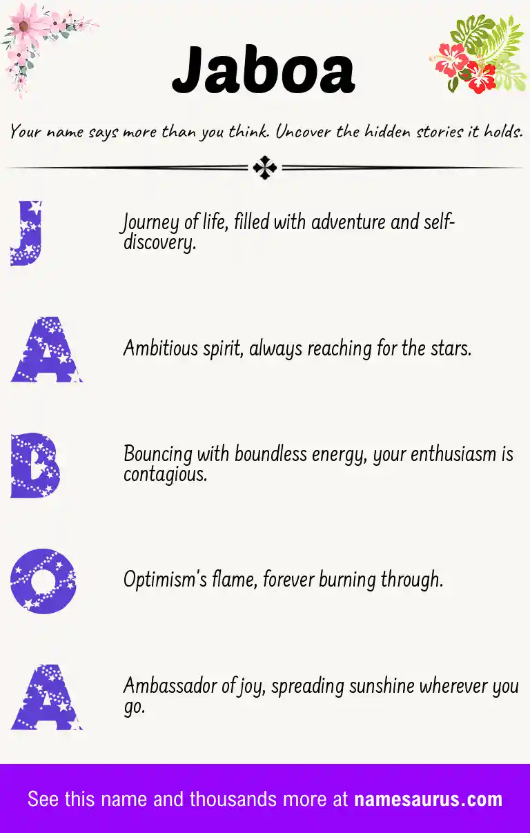 Acrostic poem about Jaboa.