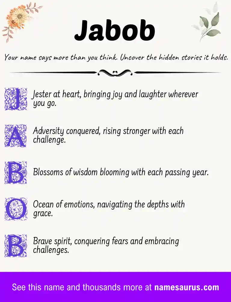 Acrostic poem about Jabob.