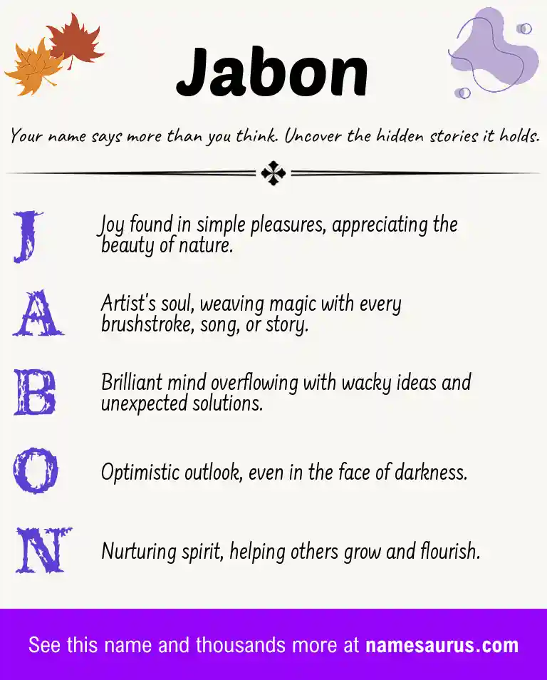 Acrostic poem about Jabon.