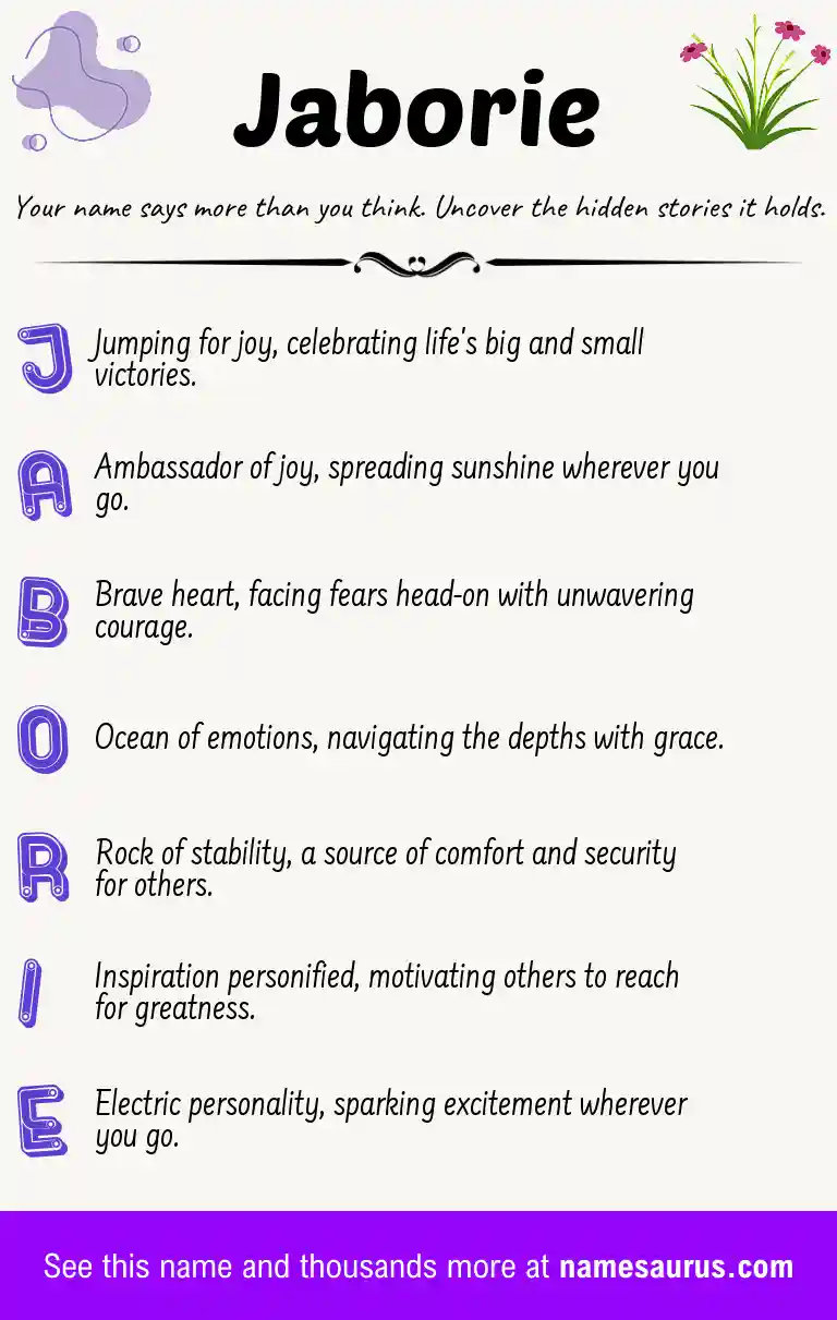 Acrostic poem about Jaborie.