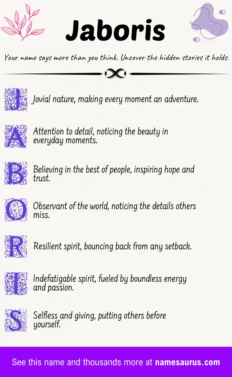 Acrostic poem about Jaboris.