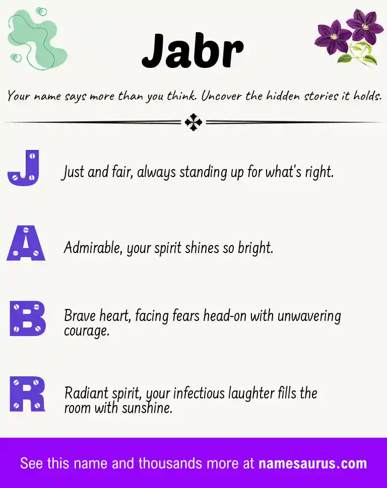 Acrostic poem about Jabr.
