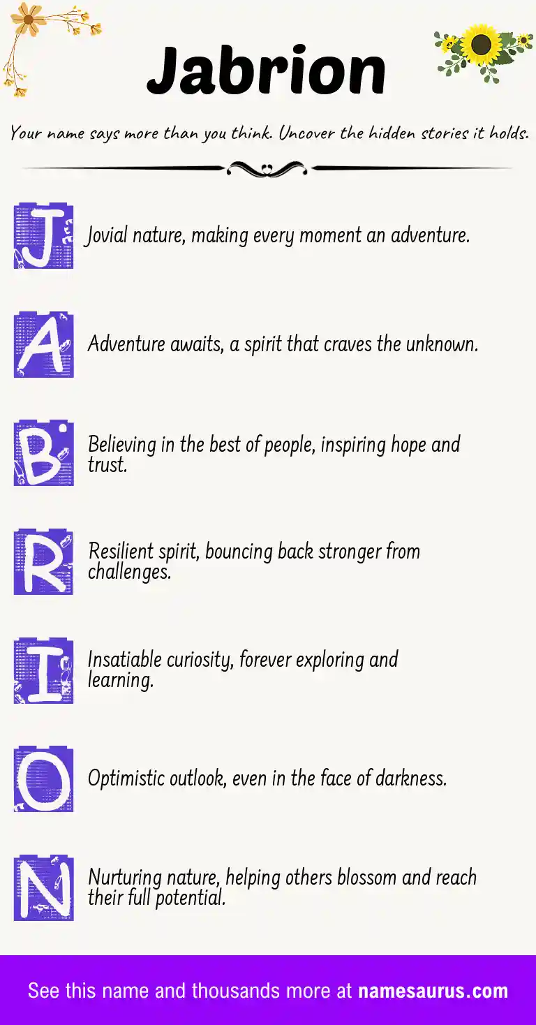 Acrostic poem about Jabrion.