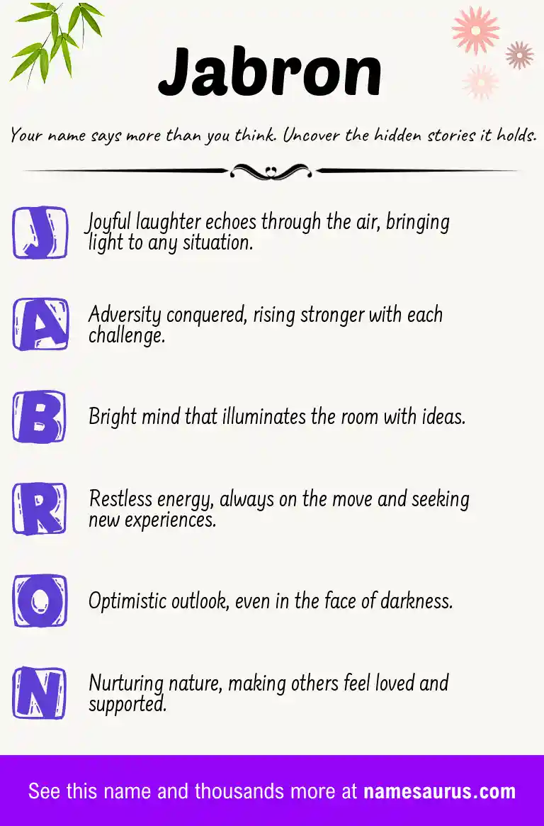 Acrostic poem about Jabron.