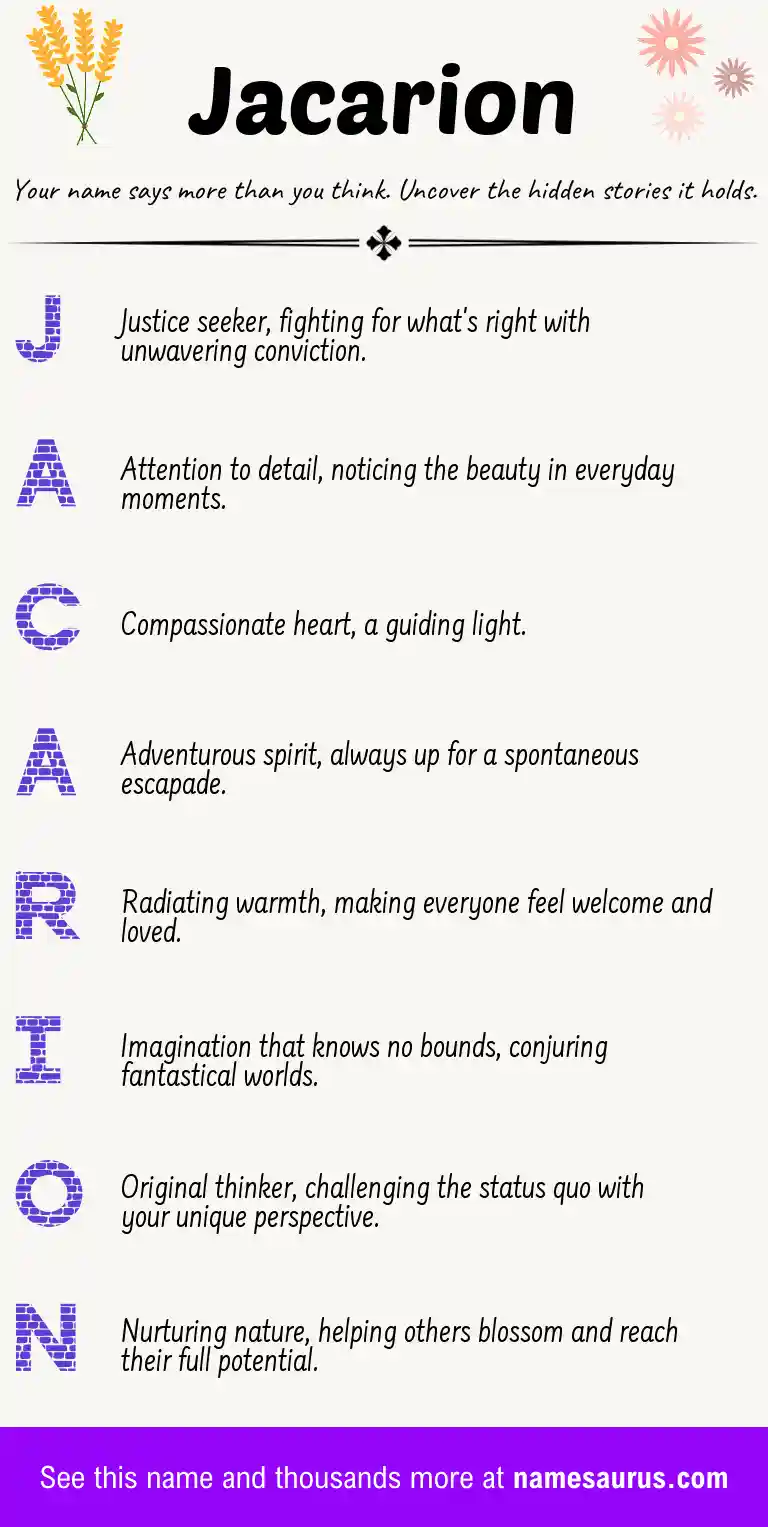 Acrostic poem about Jacarion.