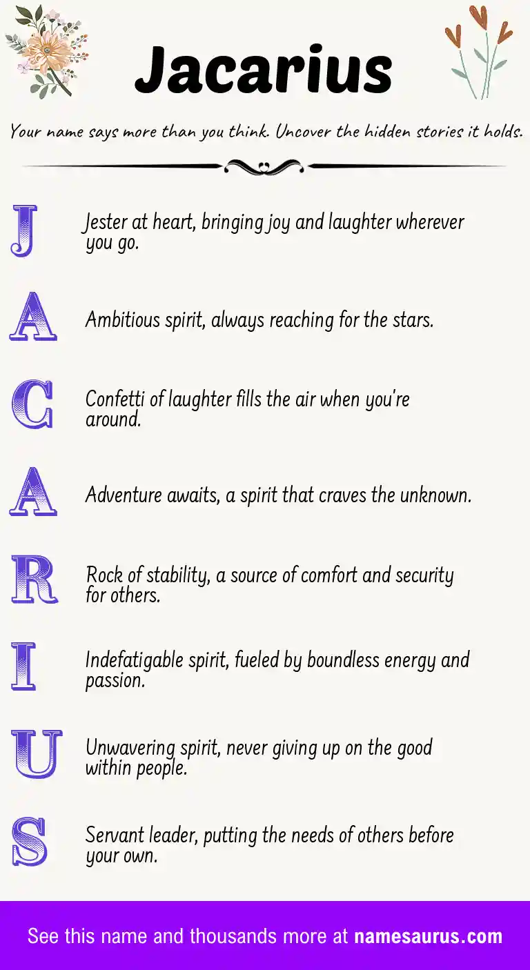 Acrostic poem about Jacarius.