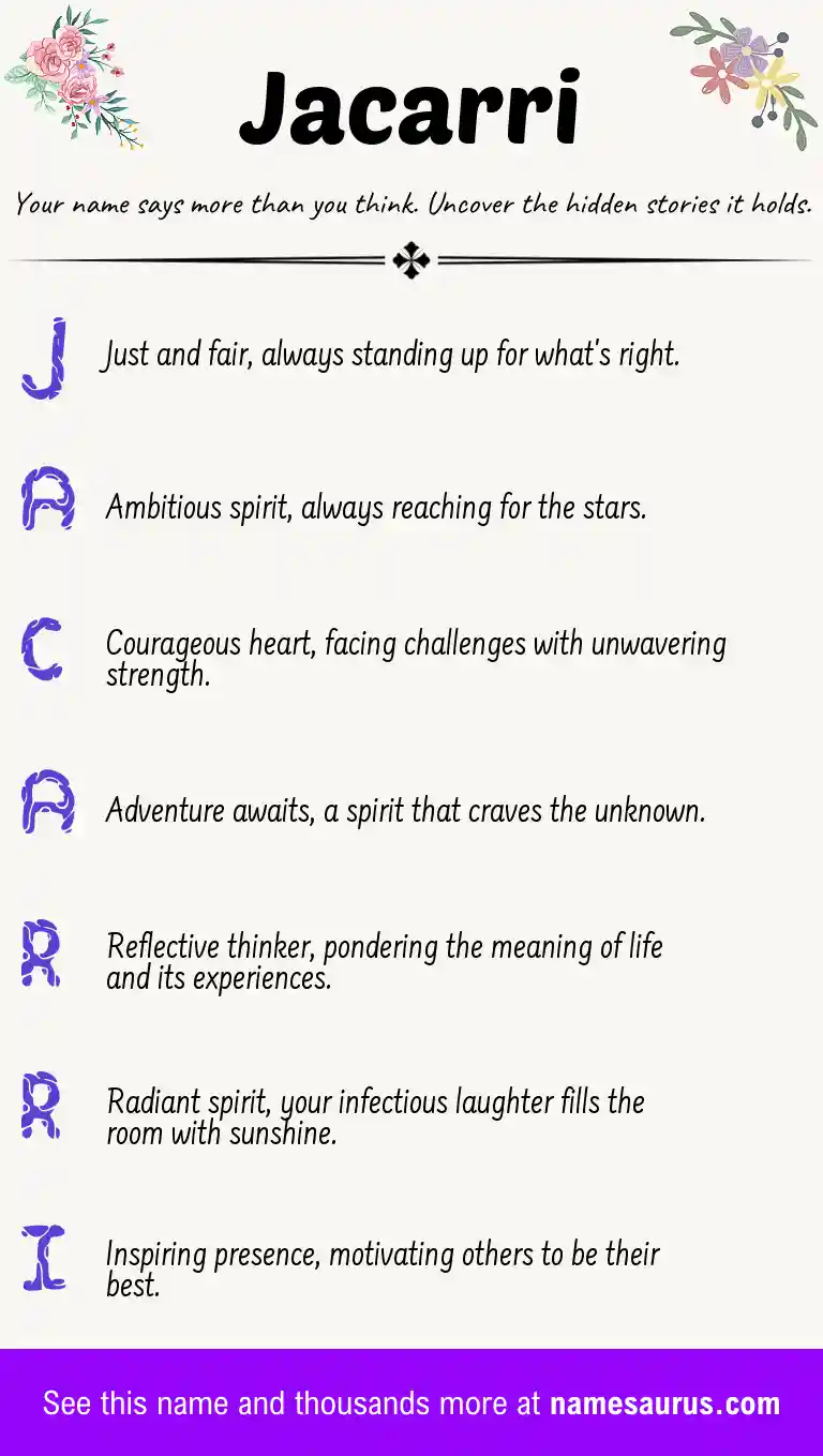 Acrostic poem about Jacarri.