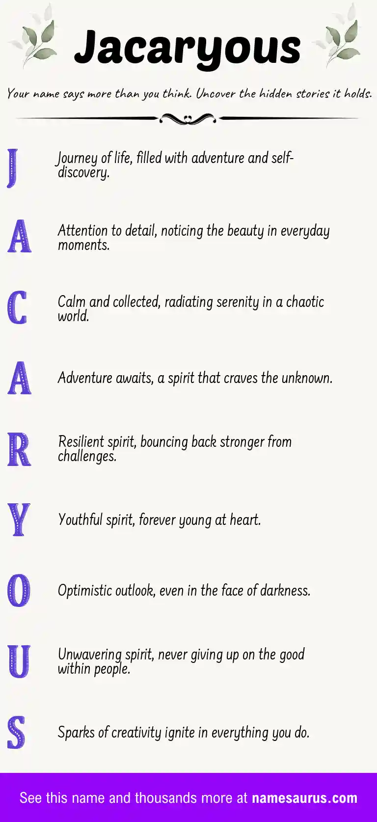 Acrostic poem about Jacaryous.