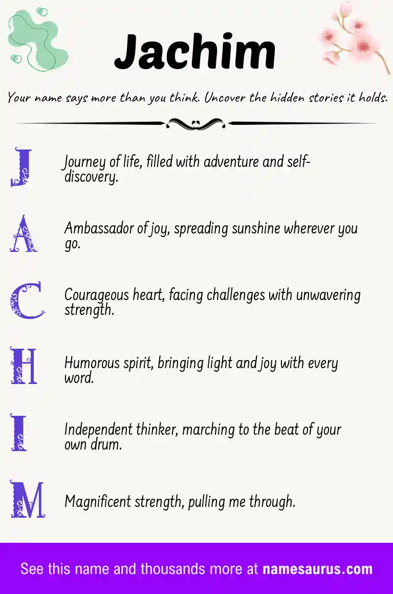 Acrostic poem about Jachim.