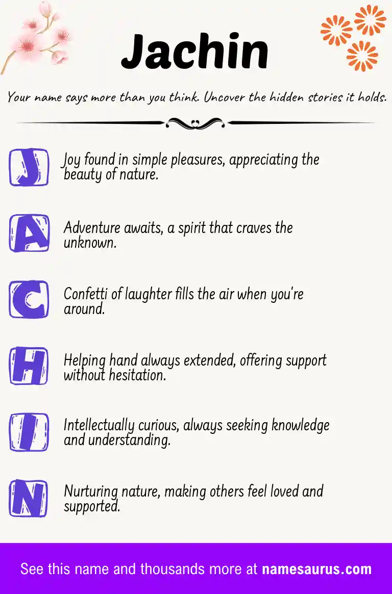 Acrostic poem about Jachin.