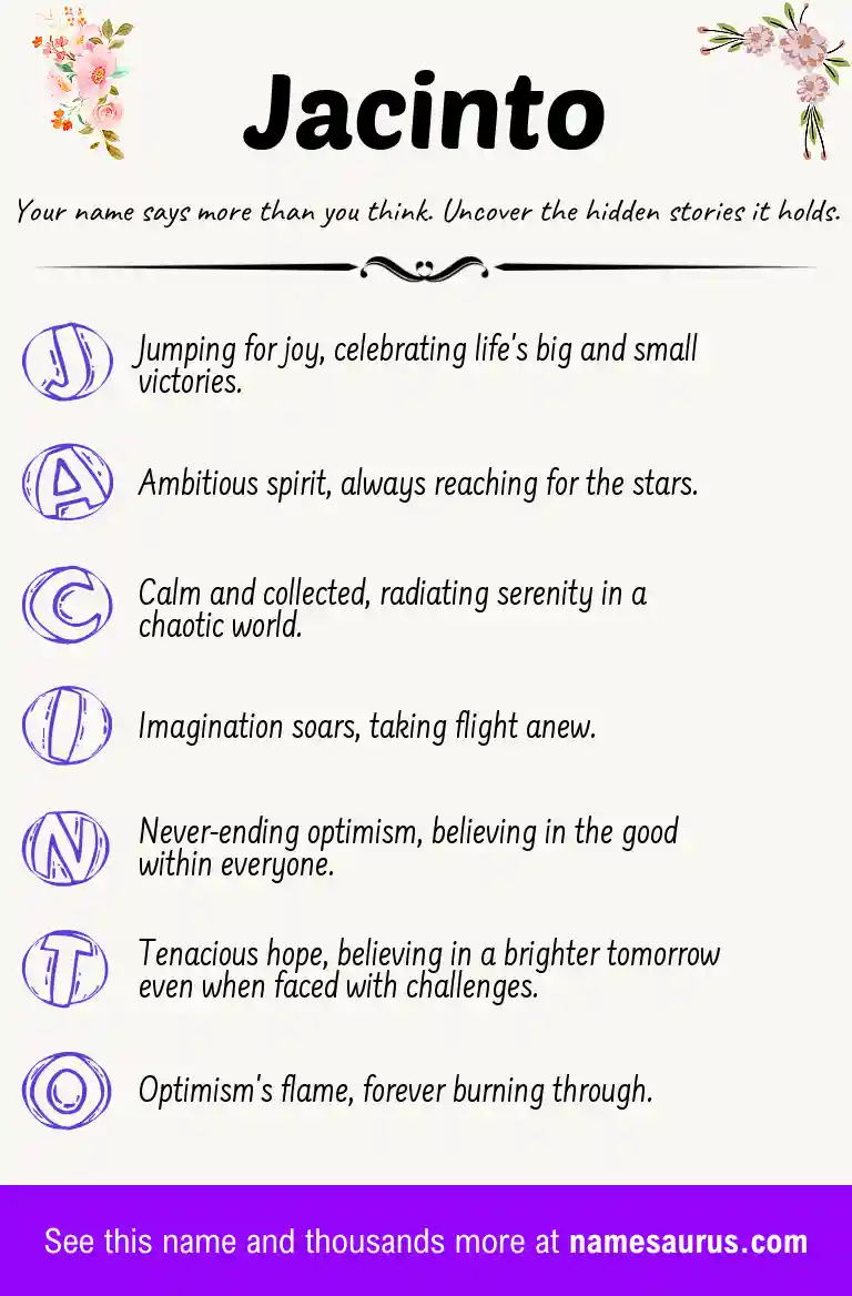 Acrostic poem about Jacinto.