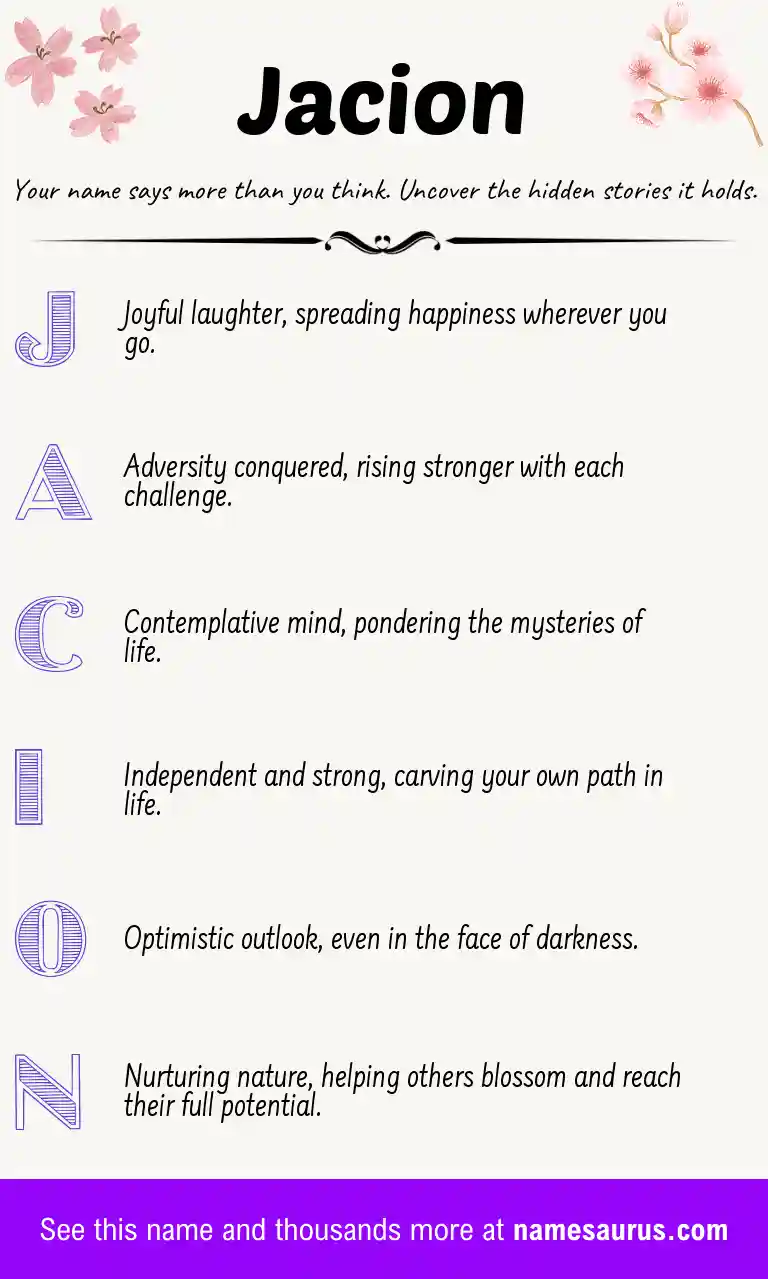 Acrostic poem about Jacion.